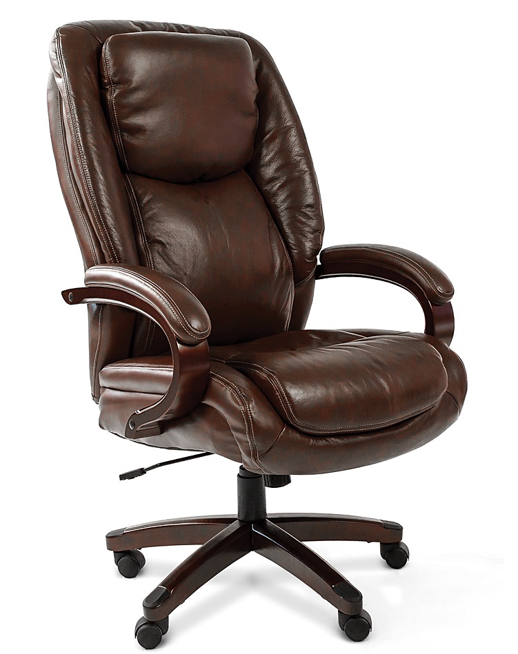 Кресло Chairman 408 кожа коричневая дерево