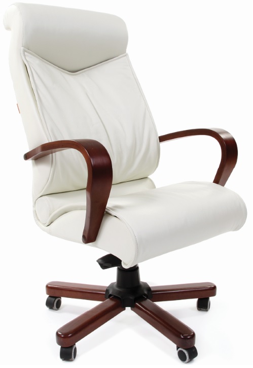 Кресло Chairman 420WD кожа белая