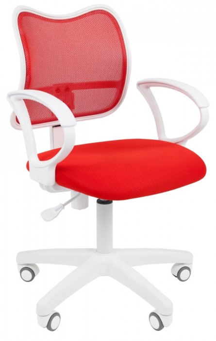 Кресло CHAIRMAN 450LT WHITE красная сетка и сиденье