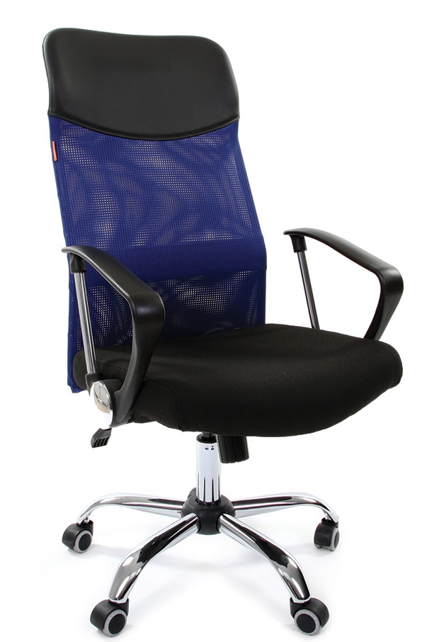 Кресло Chairman 610 синяя сетка, хром