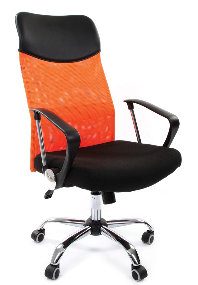 Кресло Chairman 610 оранжевая сетка, хром