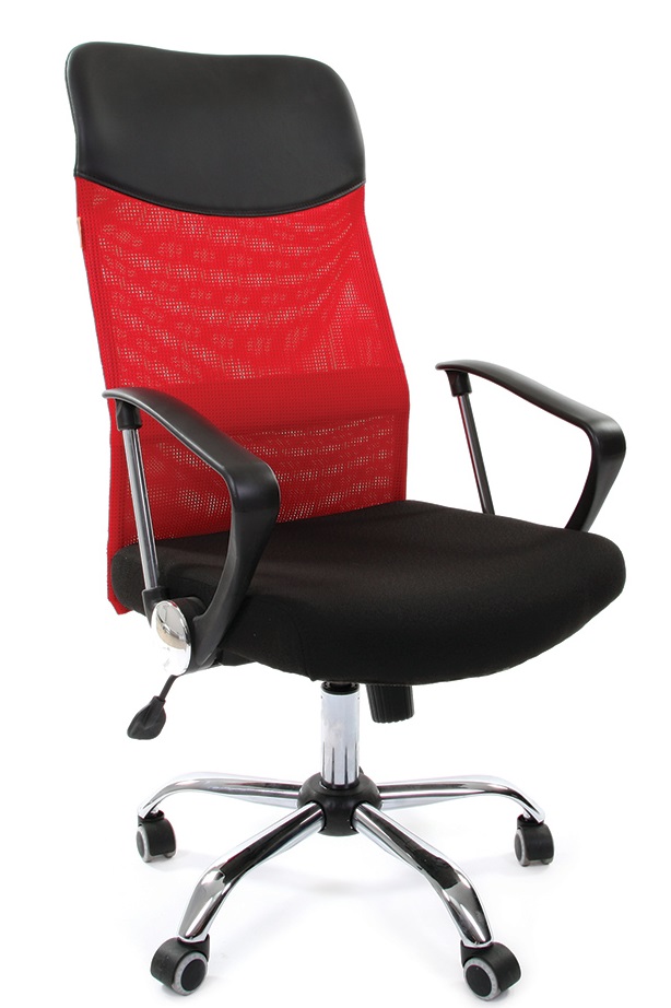 Кресло Chairman 610 красная сетка, хром