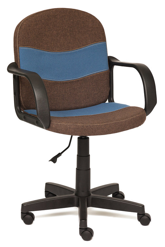 Кресло офисное BAGGI Багги коричневая ткань, вставка синяя