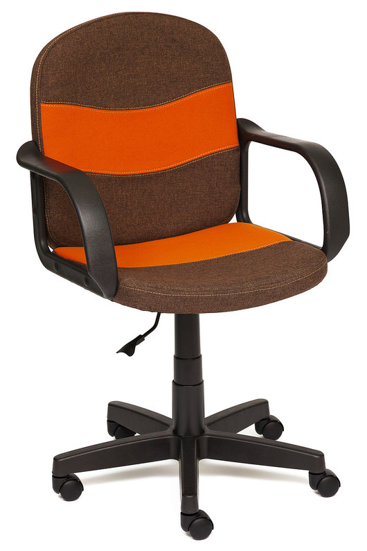 Кресло офисное BAGGI Багги коричневая ткань, вставка оранжевая