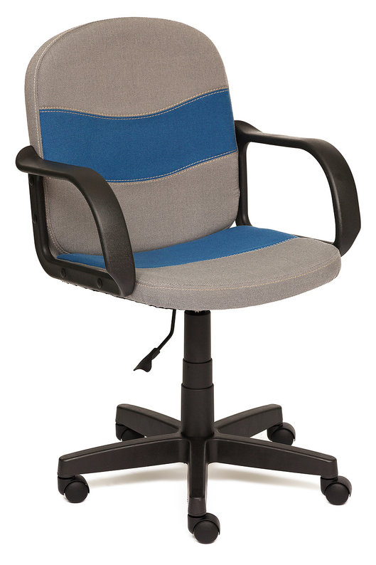 Кресло офисное BAGGI Багги серая ткань, вставка синяя