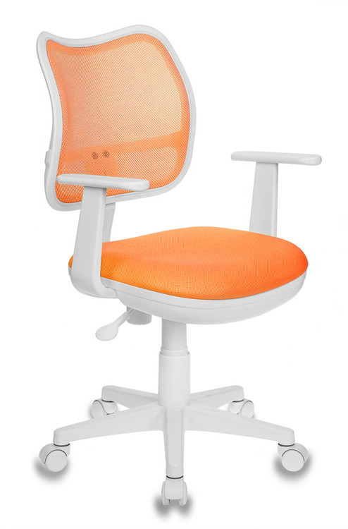 Кресло Бюрократ CH-W797 белый пластик, оранжевая сетка и ткань