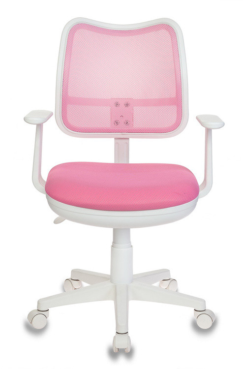 Кресло Бюрократ CH-W797 белый пластик, розовая сетка и ткань