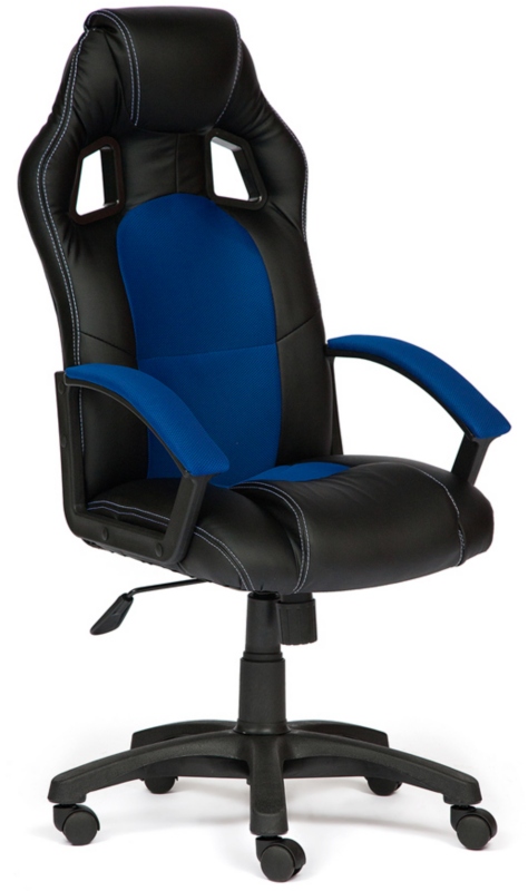 Кресло DRIVER Драйвер, экокожа черная, ткань синяя