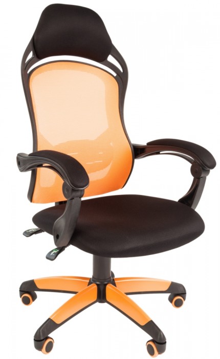 Кресло CHAIRMAN GAME 12 оранжевая сетка черное сиденье