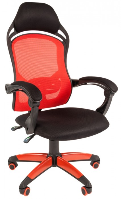 Кресло CHAIRMAN GAME 12 красная сетка черное сиденье