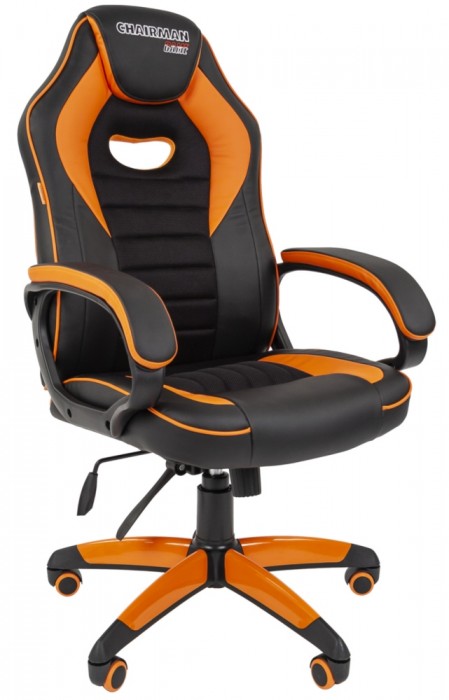 Кресло CHAIRMAN GAME 16 экокожа вставки оранжевые