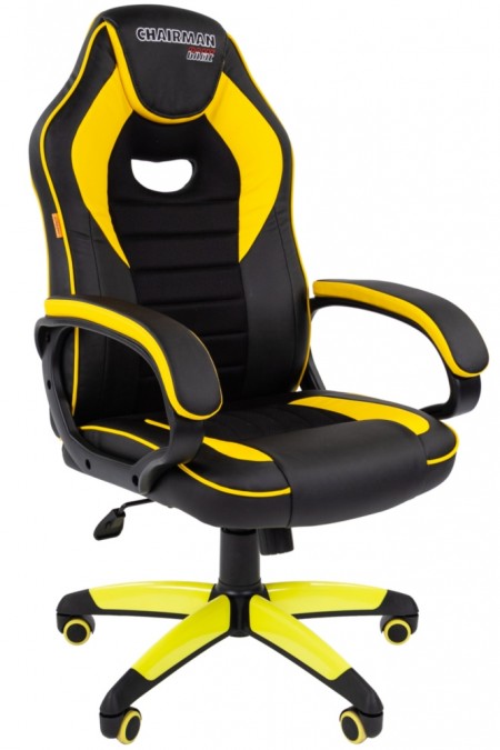 Кресло CHAIRMAN GAME 16 экокожа вставки желтые