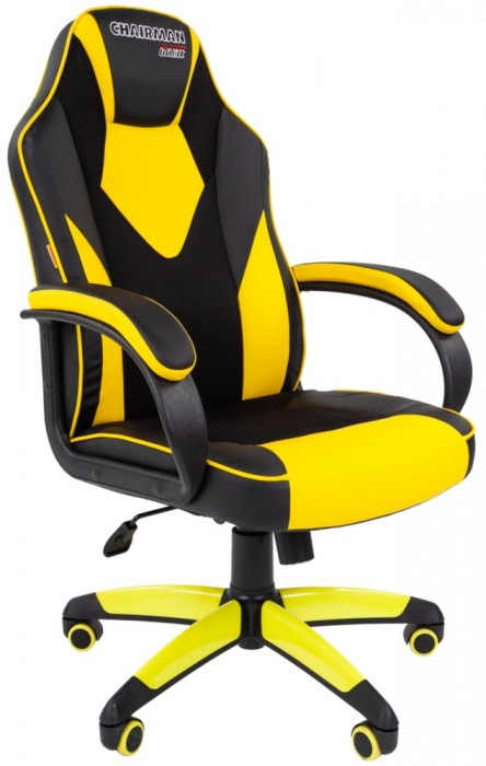 Кресло CHAIRMAN GAME 17 экокожа вставки желтые