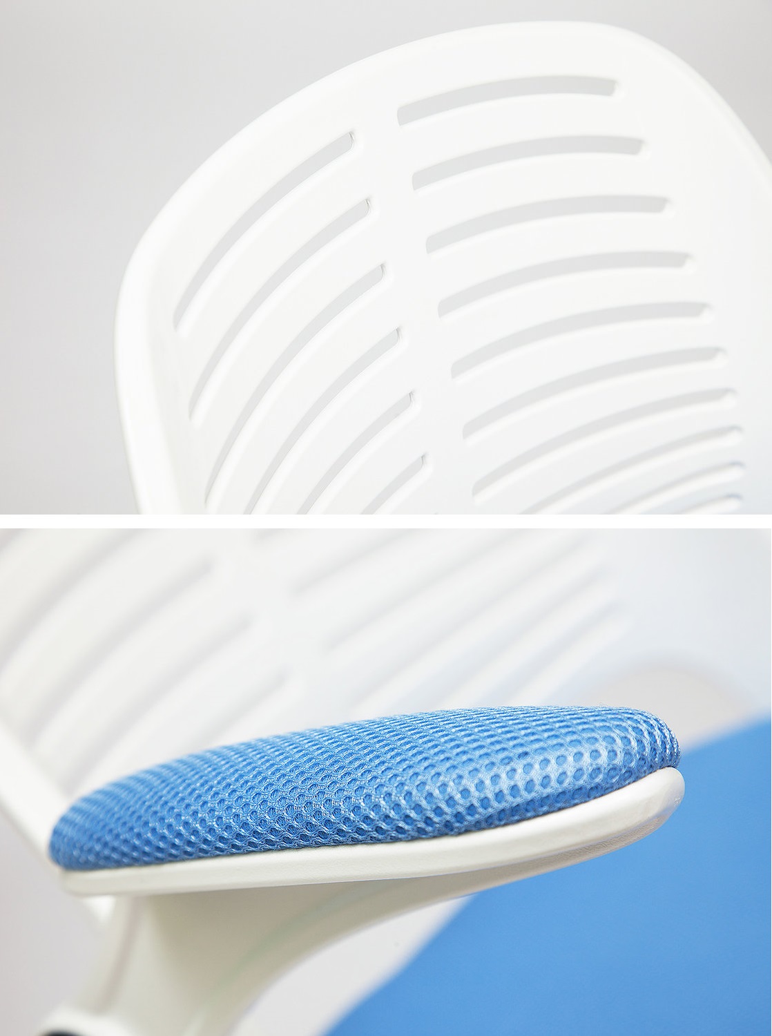 Кресло JOY ткань синий, пластик белый