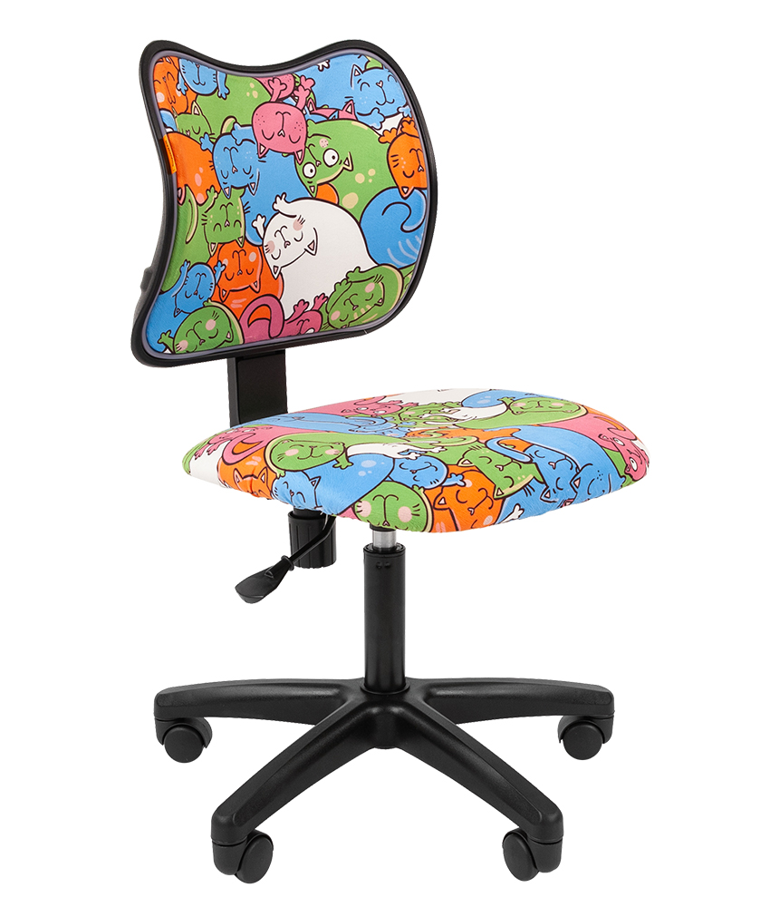 Кресло CHAIRMAN KIDS 102 черный пластик ткань с рисунком Котики