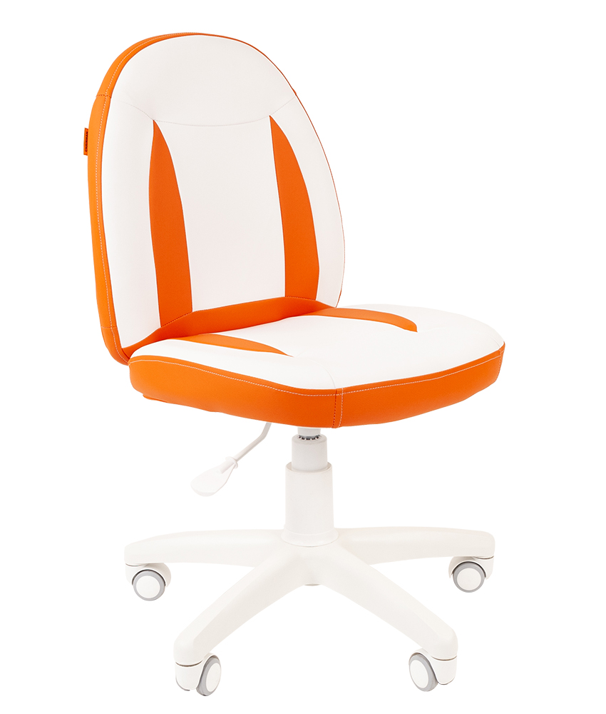 Кресло CHAIRMAN KIDS 122 белый пластик экокожа белая с оранжевым