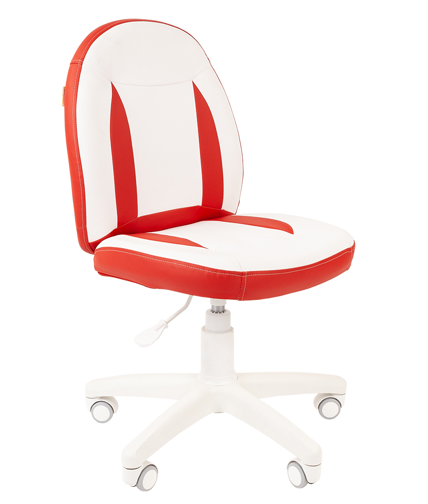 Кресло CHAIRMAN KIDS 122 белый пластик экокожа белая с красным