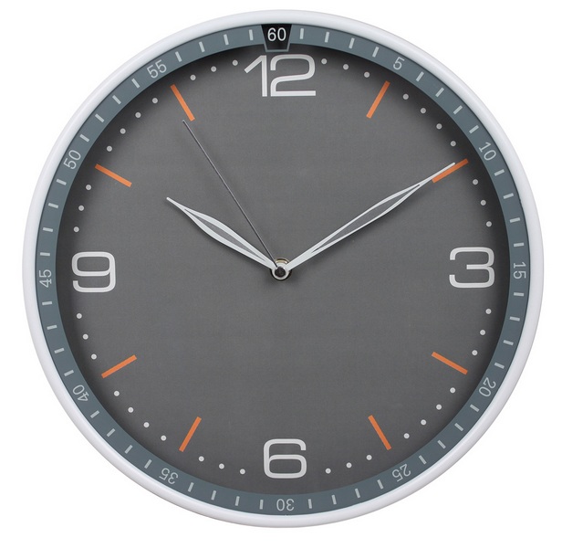 Часы настенные R06P, круглые, серые, d30.3 см, плавный ход