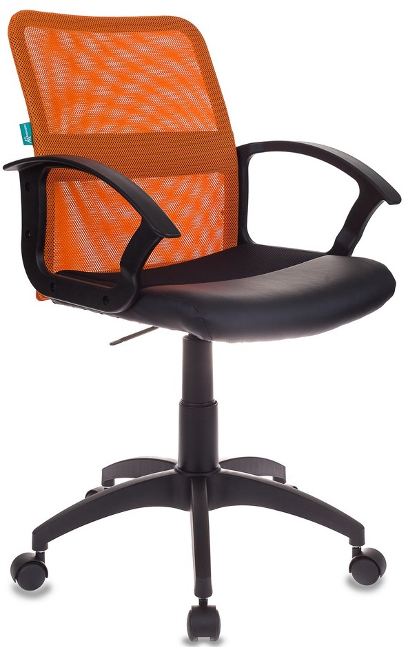 Кресло Бюрократ CH-590 оранжевая сетка, сиденье иск.кожа черная