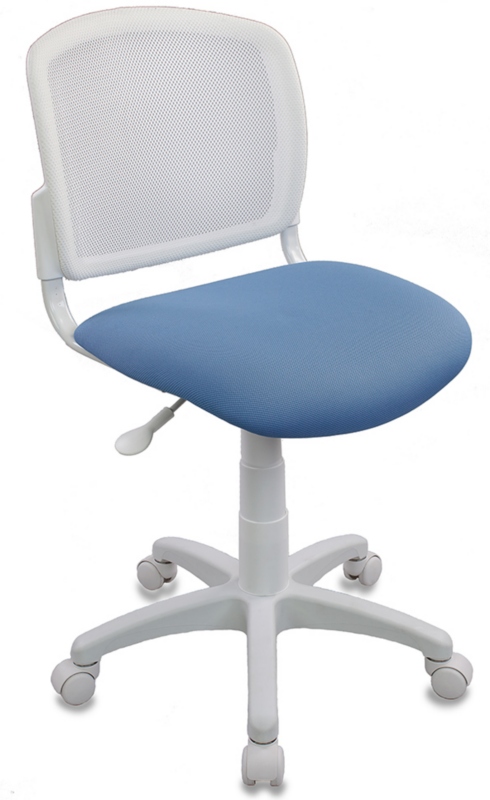 Кресло Бюрократ CH-W296NX белый пластик и сетка, ткань голубая