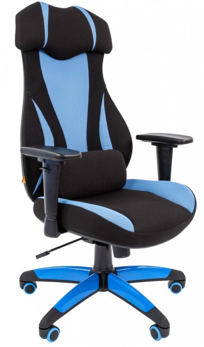 Кресло CHAIRMAN GAME 14 голубая и черная ткань