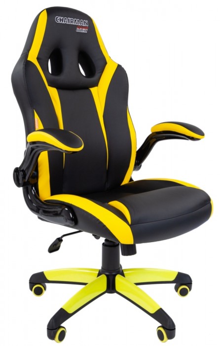 Кресло CHAIRMAN GAME 15 желтая и черная экокожа