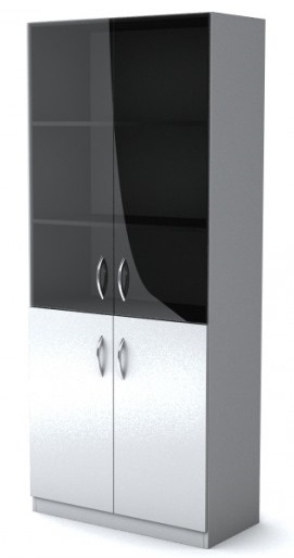 Шкаф широкий со стеклом Simple Симпл серый