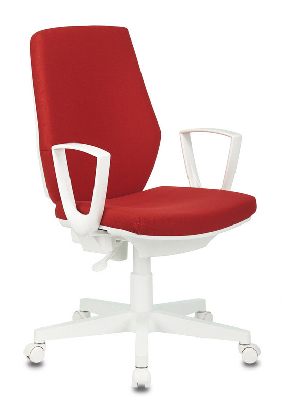 Кресло Бюрократ CH-W545 пластик белый ткань красная